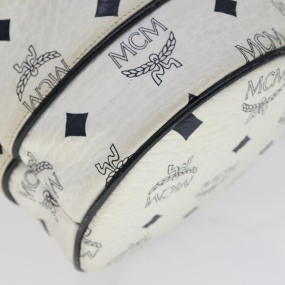 Authentic MCM Vicetos Logogram Shoulder Bag PVC Leather White - Picture 6 of 16